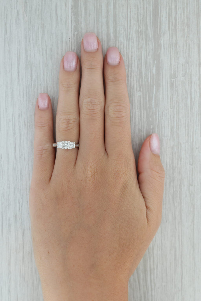 Dark Gray 1.09ctw Diamond Engagement Ring Platinum Size 5.25 Princess 3-Stone