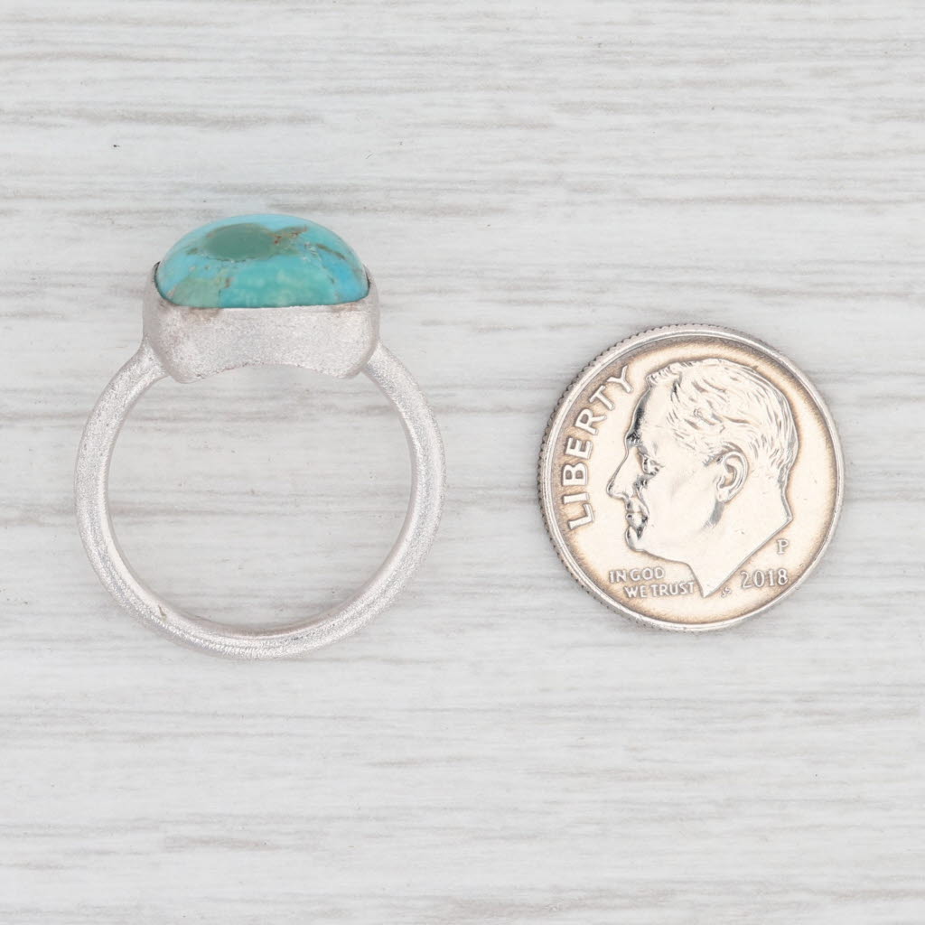 Light Gray New Nina Nguyen Turquoise Solitaire Sterling Silver Size 7 Marbled Blue Green