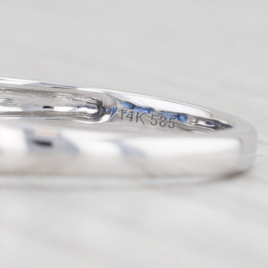 Light Gray New 0.81ctw Blue Sapphire Diamond Ring 14k White Gold Stackable Wedding Size 6.5