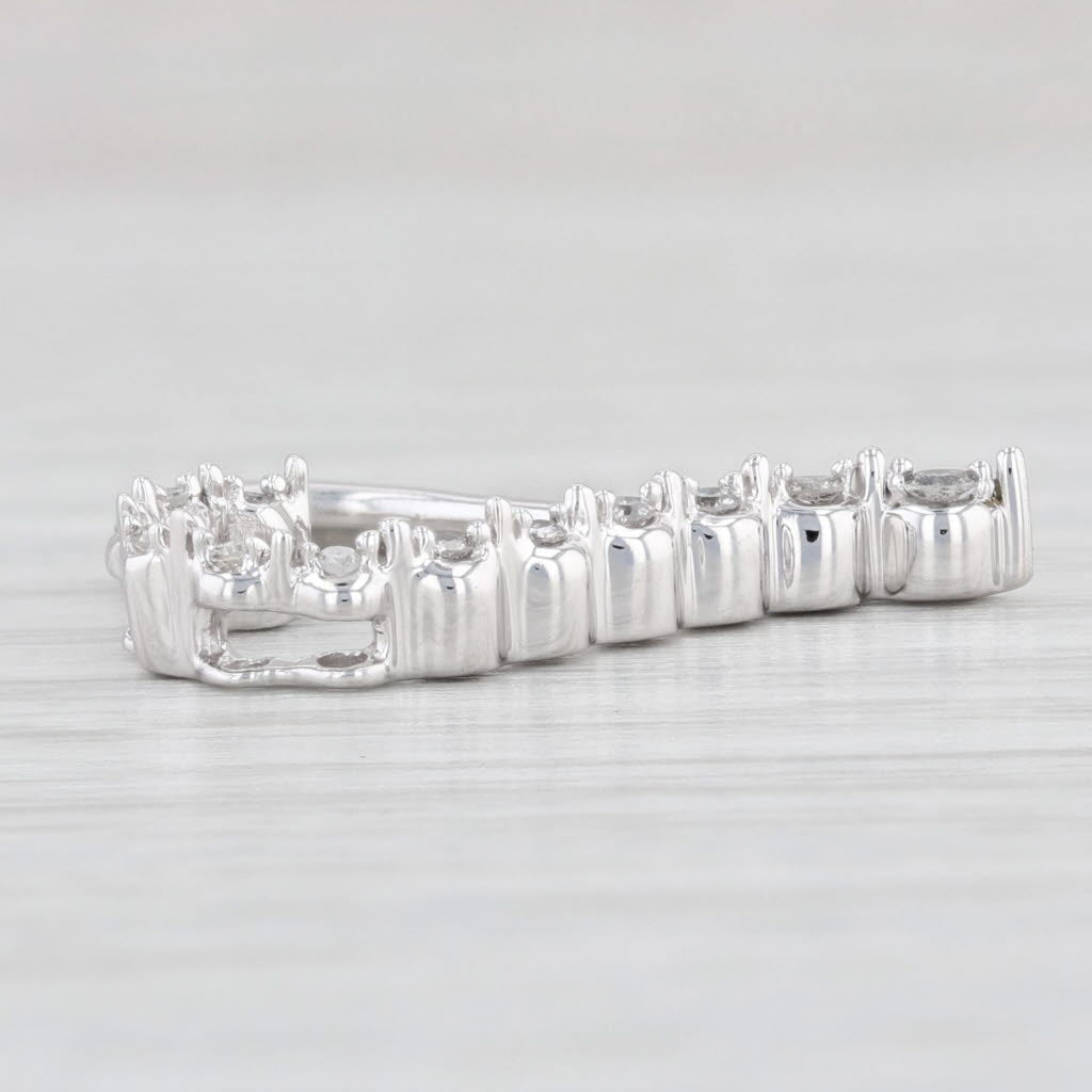 Light Gray Half Diamond Open Heart Pedant 10k White Gold
