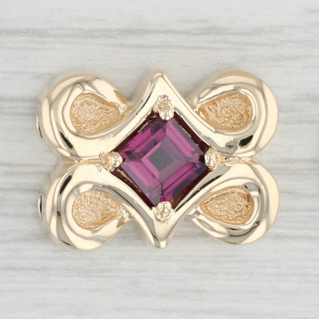 Light Gray 1.25ct Rhodolite Garnet Slide Charm 14k Yellow Gold Vintage January Birthstone
