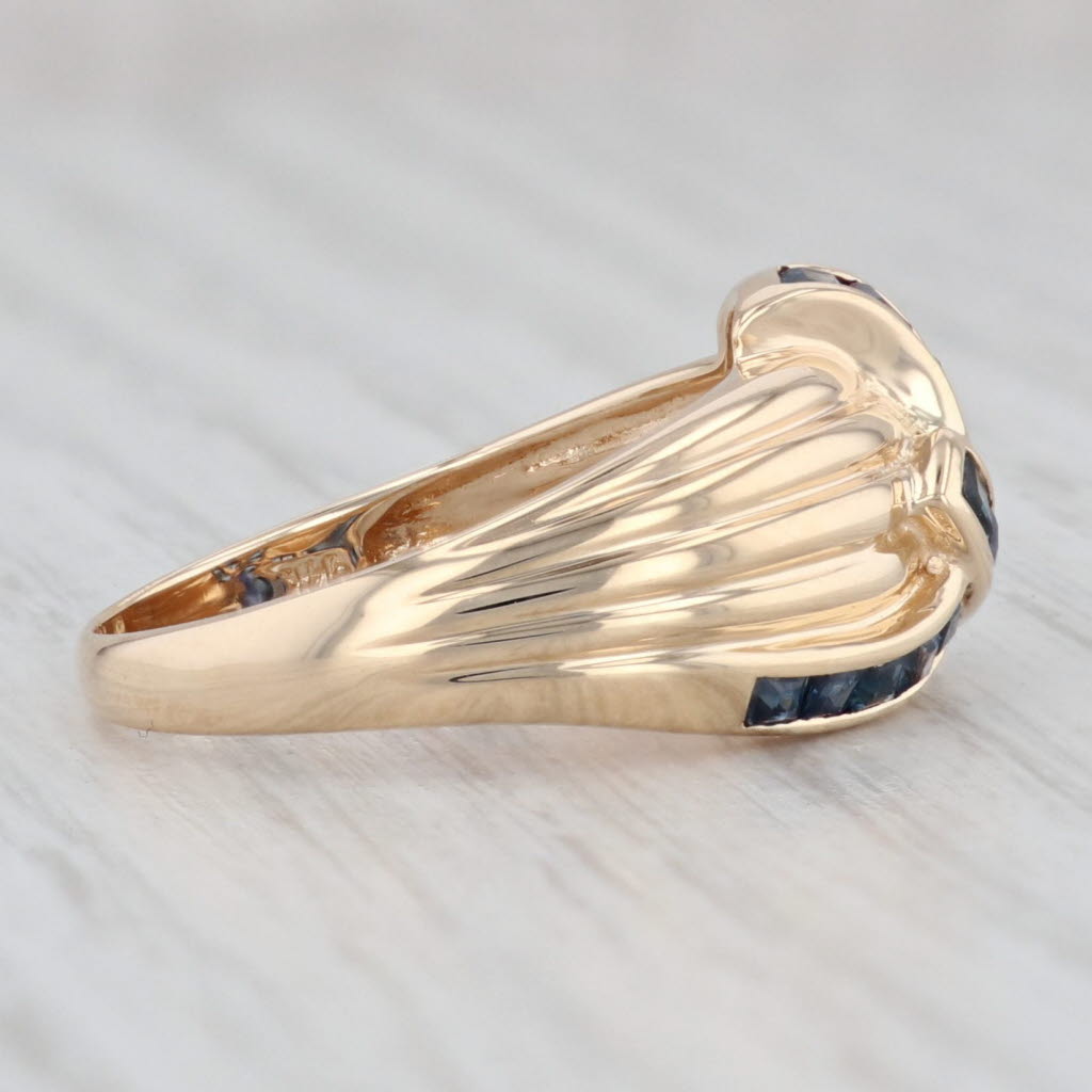 Light Gray 0.95ctw Blue Sapphire Knot Ring 14k Yellow Gold Size 7.25