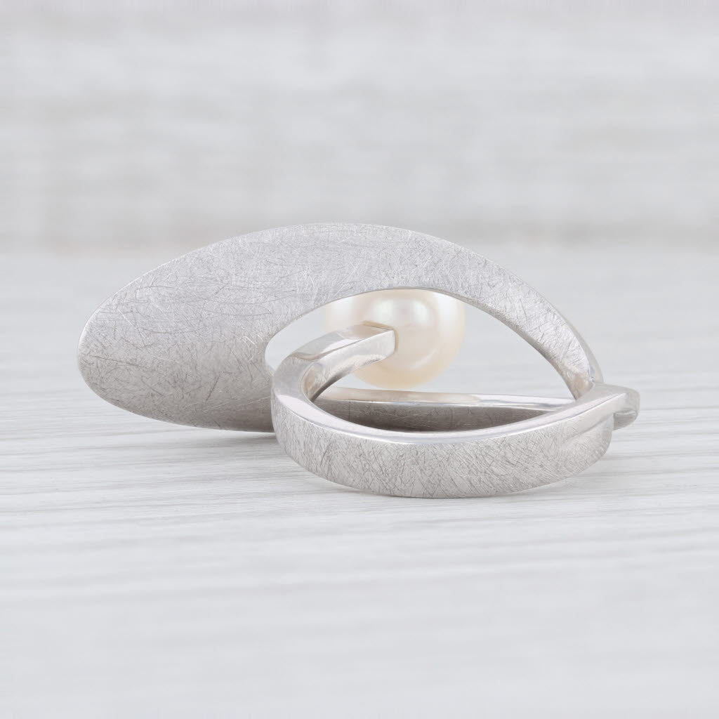 Light Gray New Bastian Inverun Cleverly Positioned Pearl Ring Sterling Silver 12876 58 8.5