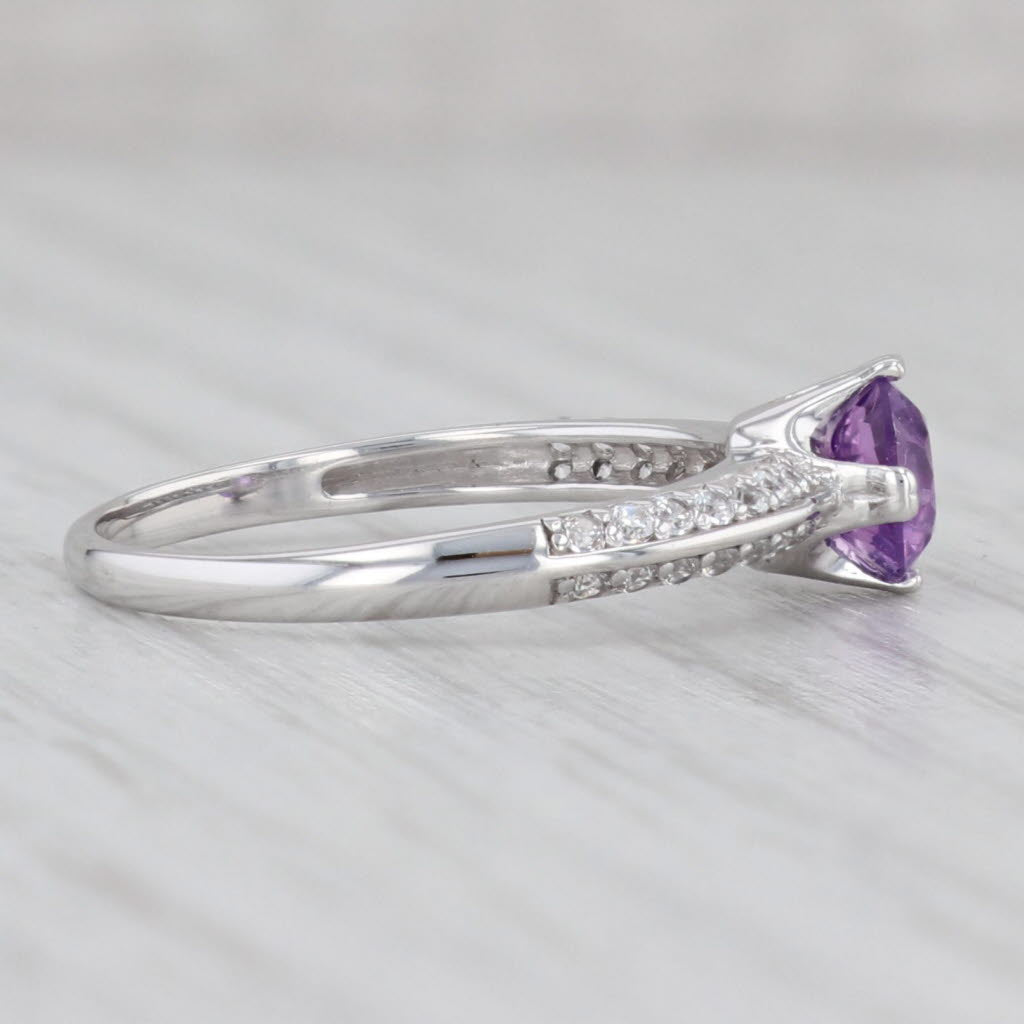 Gray 0.84ctw Amethyst Cubic Zirconia Ring 14k Gold Engagement February Birthstone