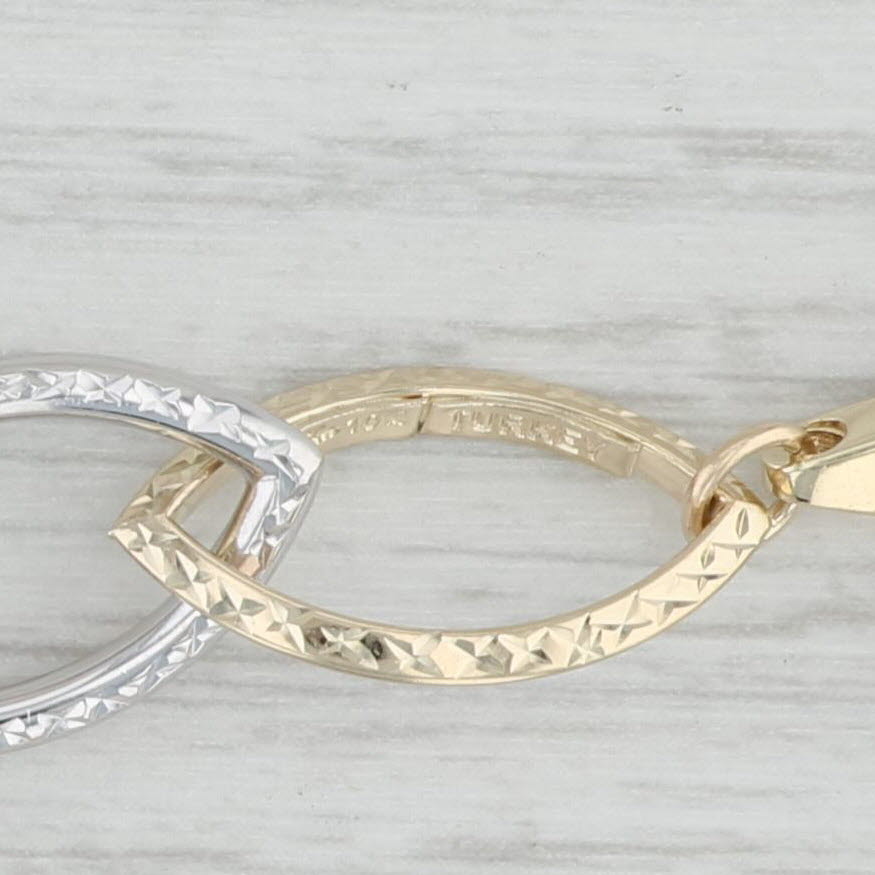 Light Gray 6.5" Marquise Link Cable Chain Bracelet 14k Yellow White Gold 11.4mm