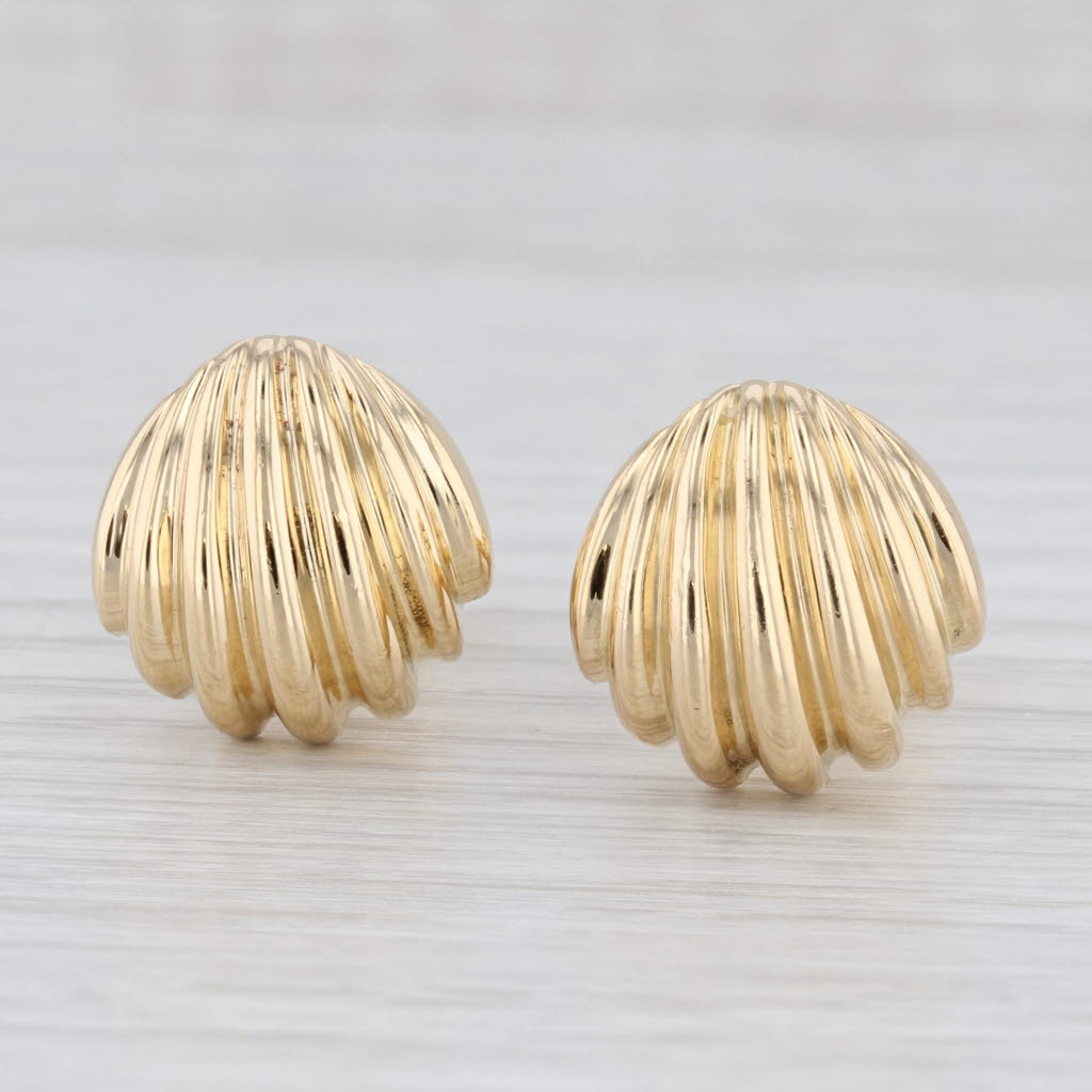 Light Gray Tiffany & Co Italy Shell Cufflinks 18k Yellow Gold Men's Designer Suit Accessory