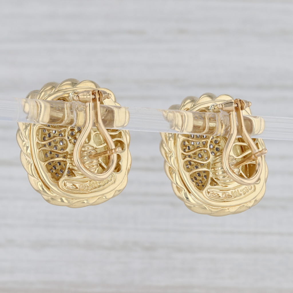 Light Gray 0.78ctw Diamond Albion Omega Earrings 18k Gold David Yurman Omega Backs