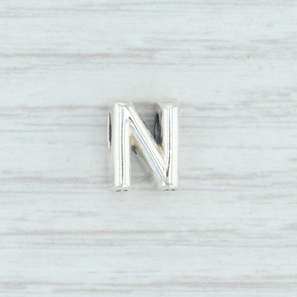 Light Gray New Authentic Pandora Letter N Charm 797468 Sterling Silver Pave "N" Bead
