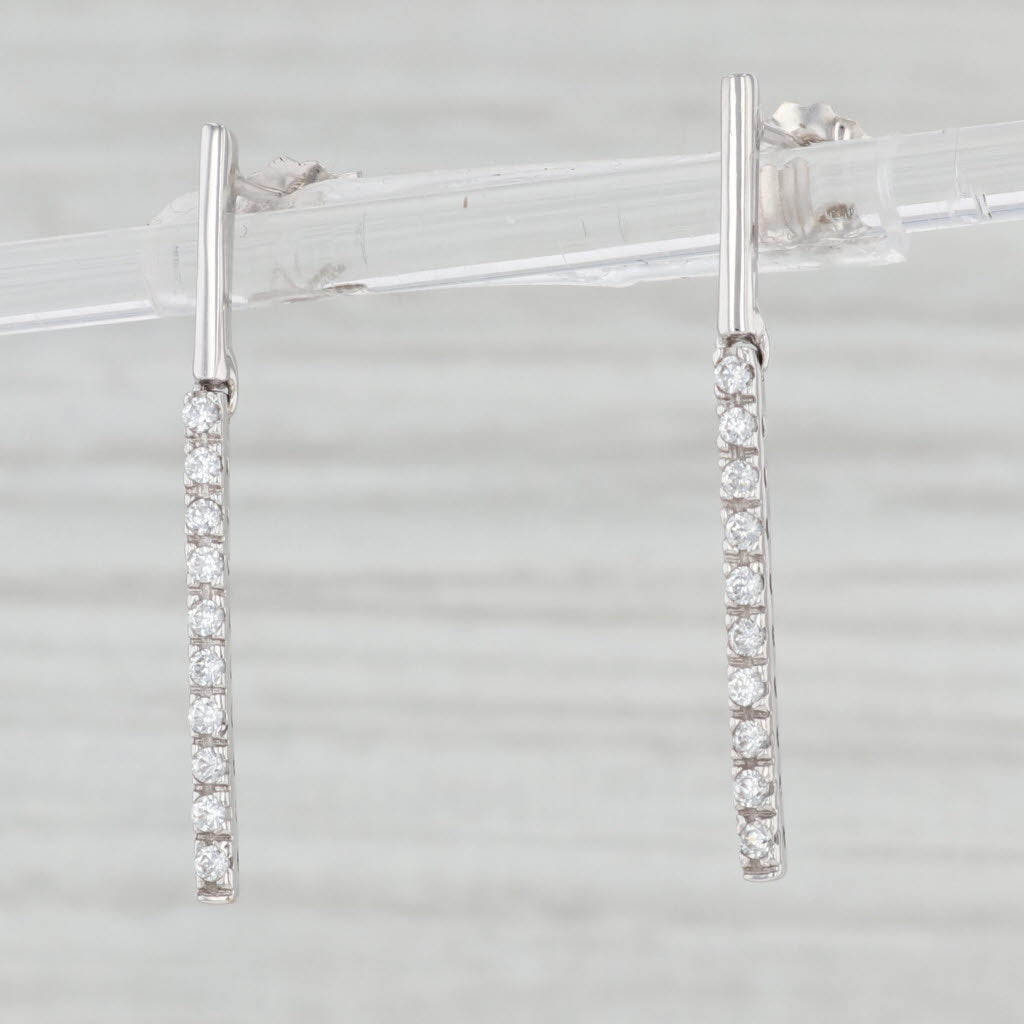 Light Gray 0.30ctw Cubic Zirconia Journey Dangle Earrings 18k White Gold Drops