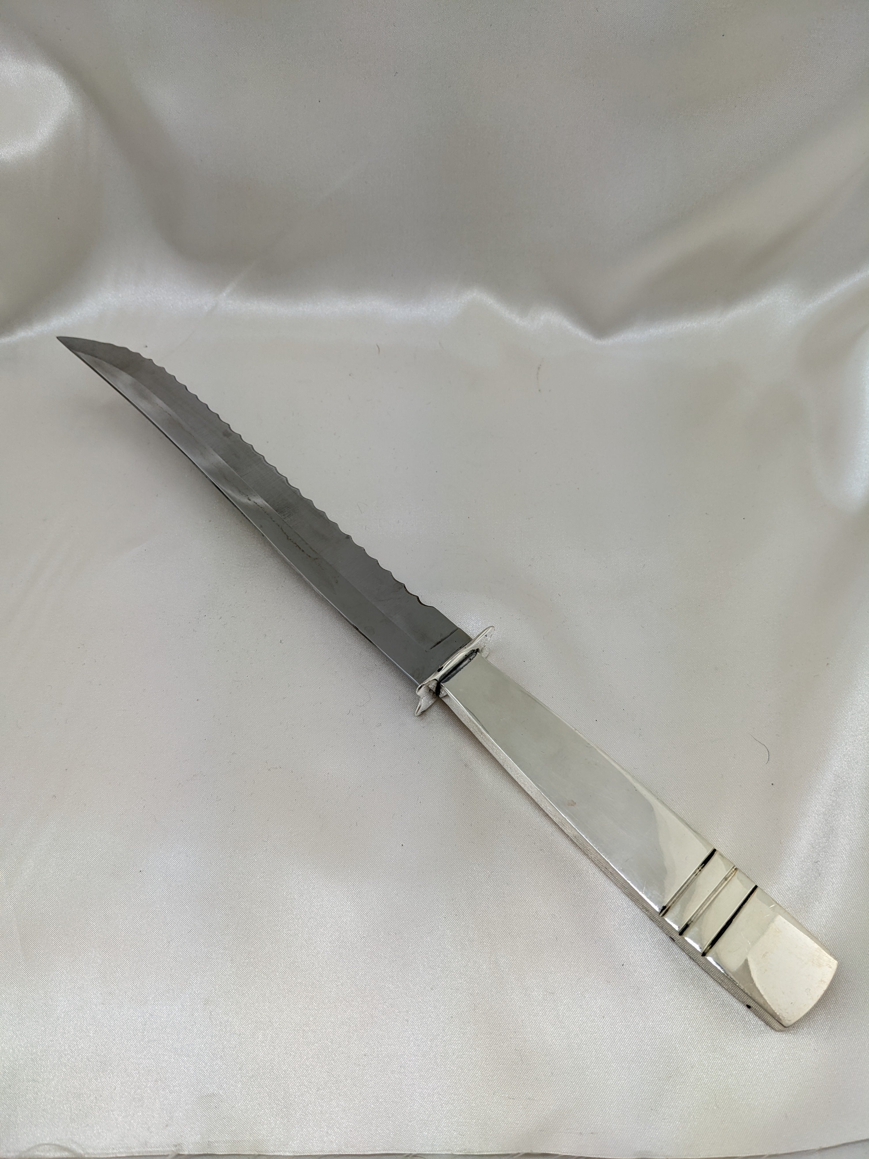 Dark Gray Carving Set Fork & Knife Sterling Silver TB-59 Taxco Colonial Blade 9.75" 13"