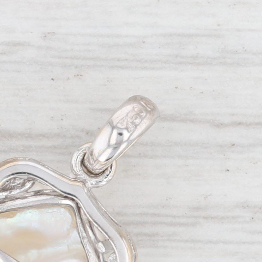 Light Gray Horsehead Baroque Pearl Pendant 18k White Gold Western Equestrian Horse Jewelry