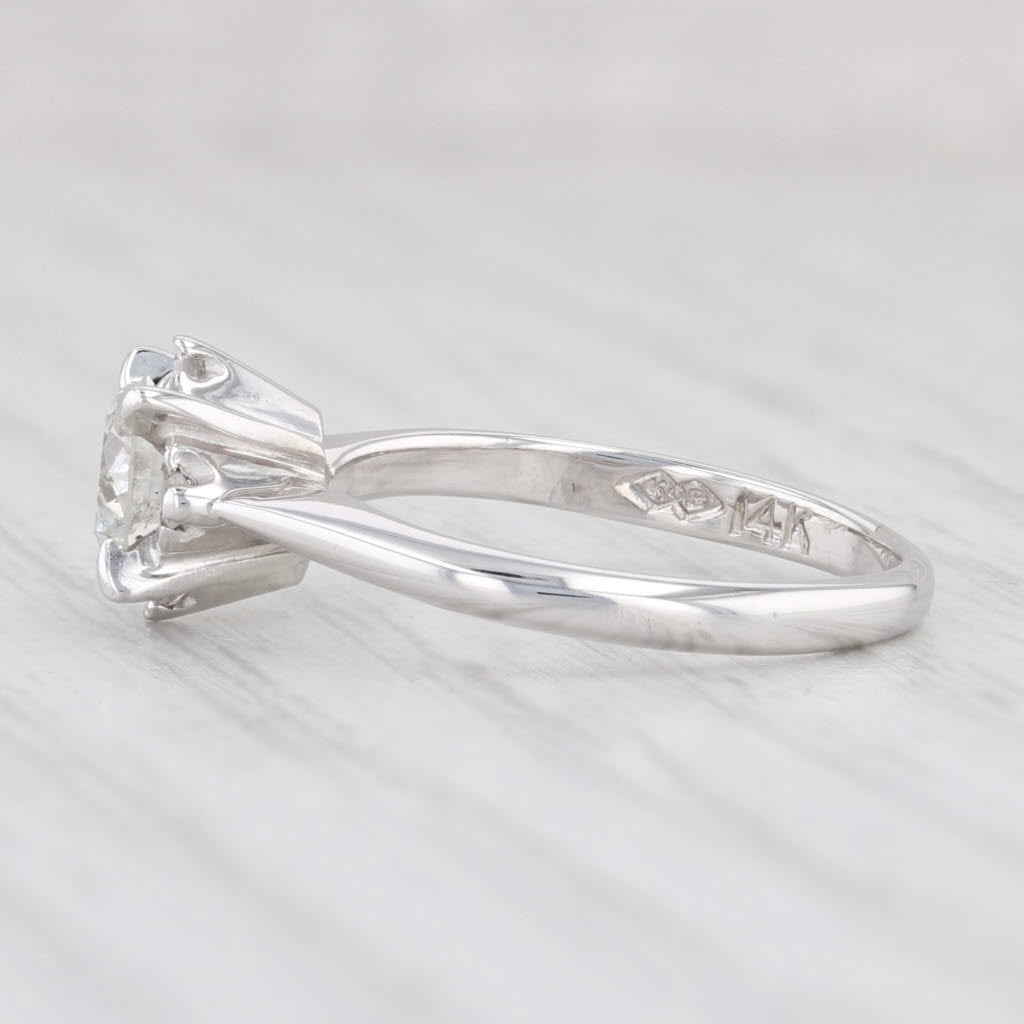 Light Gray 0.59ctw Round Diamond Solitaire Engagement Ring 14k White Gold Size 5