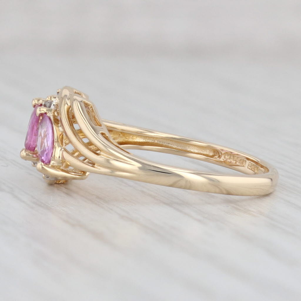 Light Gray 0.89ctw Pink Sapphire Diamond Ring 14k Yellow Gold Size 8.25