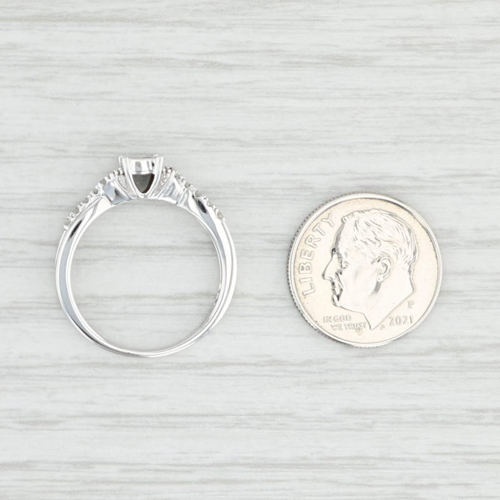 Light Gray 0.23ctw Princess Diamond Engagement Ring 10k White Gold Size 6.75