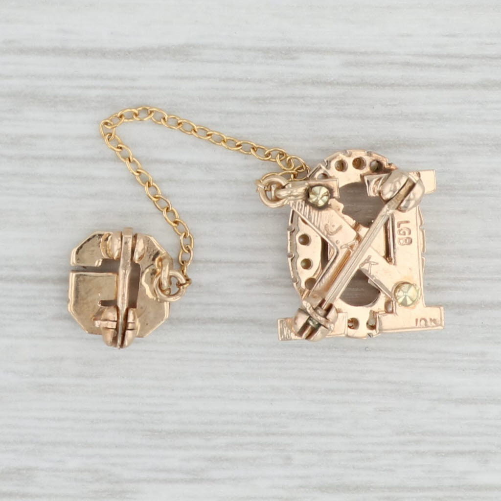 Light Gray Theta Kappa Badge 10k Gold Lab Created Ruby Seed Pearls 10k Gold Fraternity Pin