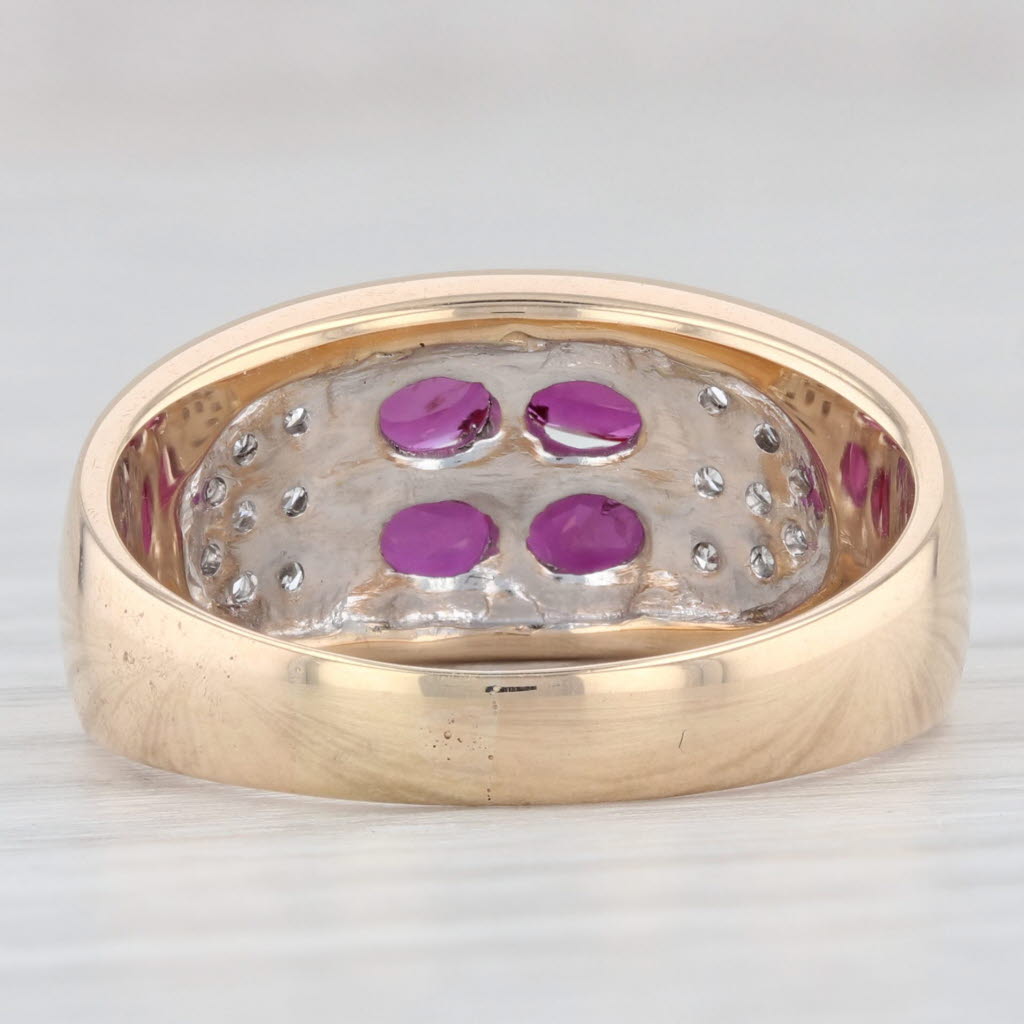 Light Gray 0.82ctw Ruby Diamond Flower Ring 14k Yellow Gold Size 7.75-8 Women's