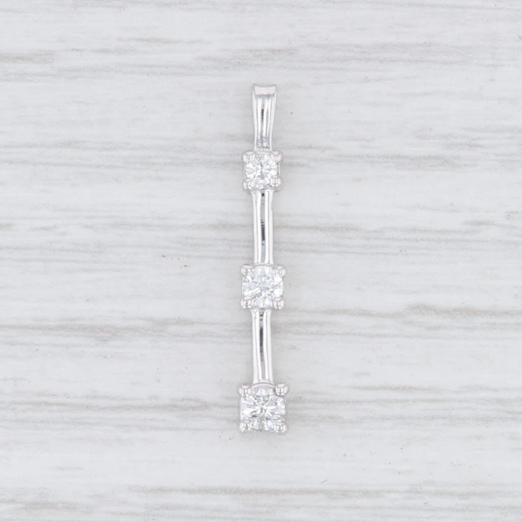Light Gray 0.23ctw Diamond Journey Pendant 14k White Gold 3-Stone Drop