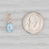 Light Gray 1.20ct Blue Topaz Diamond Pendant 14k Yellow Gold Emerald Cut Solitaire