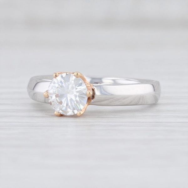 Light Gray New 0.96ctw Moissanite Diamond Engagement Ring 18k Gold Size 6.75 Semi Mount
