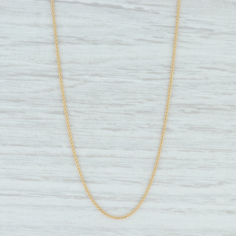 Light Gray New Spiga Wheat Chain Necklace 18k Yellow Gold 22" 0.9mm Italian Lobster Clasp