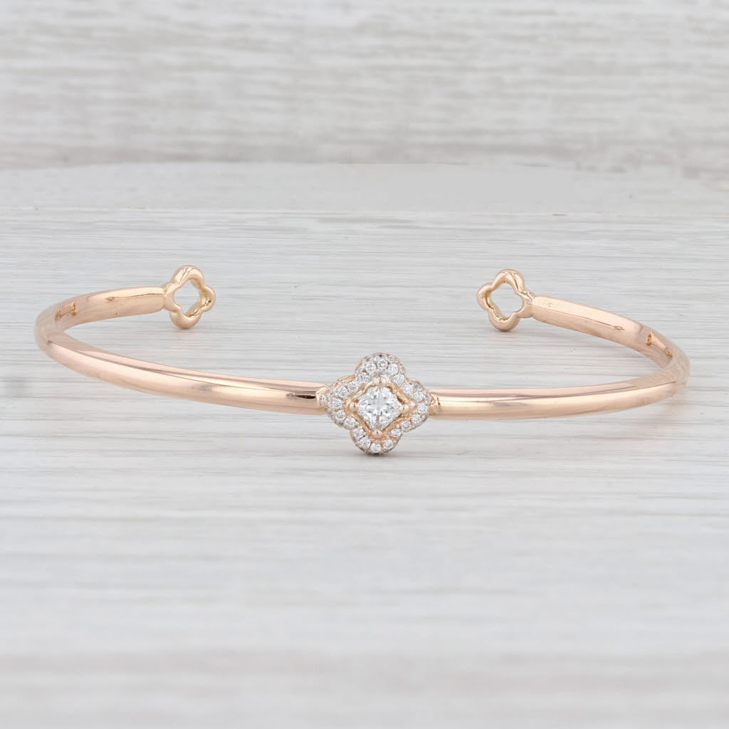 Light Gray 0.38ctw VS2 Diamond Cuff Bracelet 18k Rose Gold 6.25" Adjustable