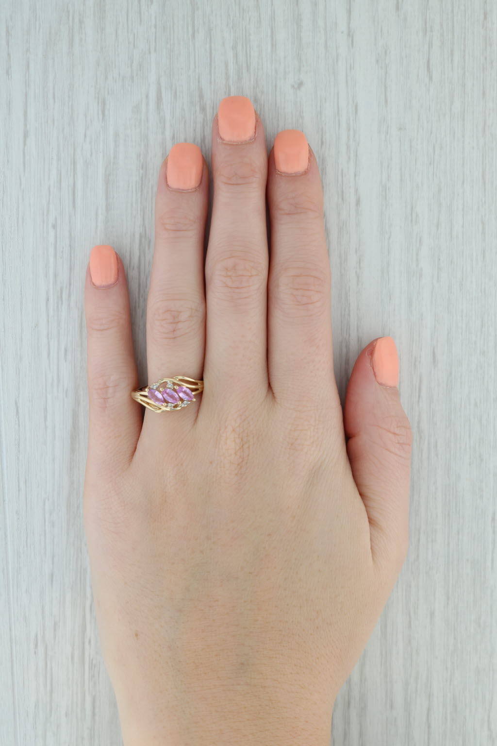 Gray 0.89ctw Pink Sapphire Diamond Ring 14k Yellow Gold Size 8.25