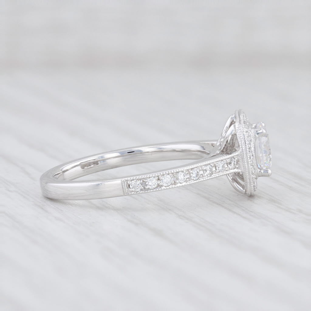 Light Gray New Beverley K Semi Mount Diamond Halo Engagement Ring 14k Gold Size 6.75 Round