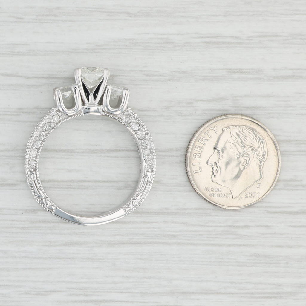 Light Gray 2.06ctw 3-Stone Princess Diamond Engagement Ring 14k White Gold Size 8.75