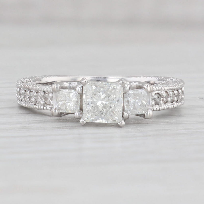 Light Gray 2.06ctw 3-Stone Princess Diamond Engagement Ring 14k White Gold Size 8.75