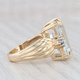 Light Gray 6.95ct Emerald Cut Aquamarine Ring 10k Yellow Gold Diamond Size 5.25