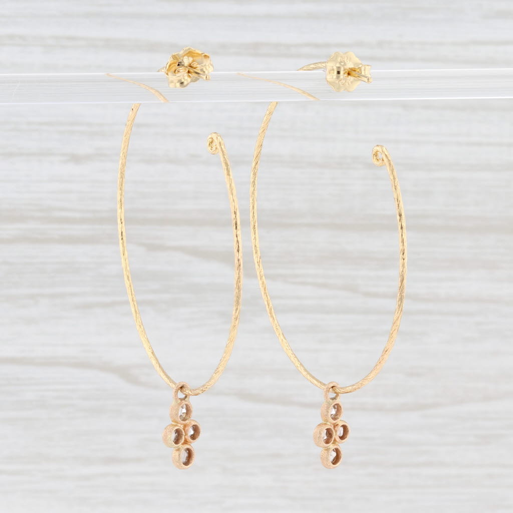 Light Gray New Nina Nguyen Hoop Earrings Interchangeable Diamond Charms 18k Yellow Gold