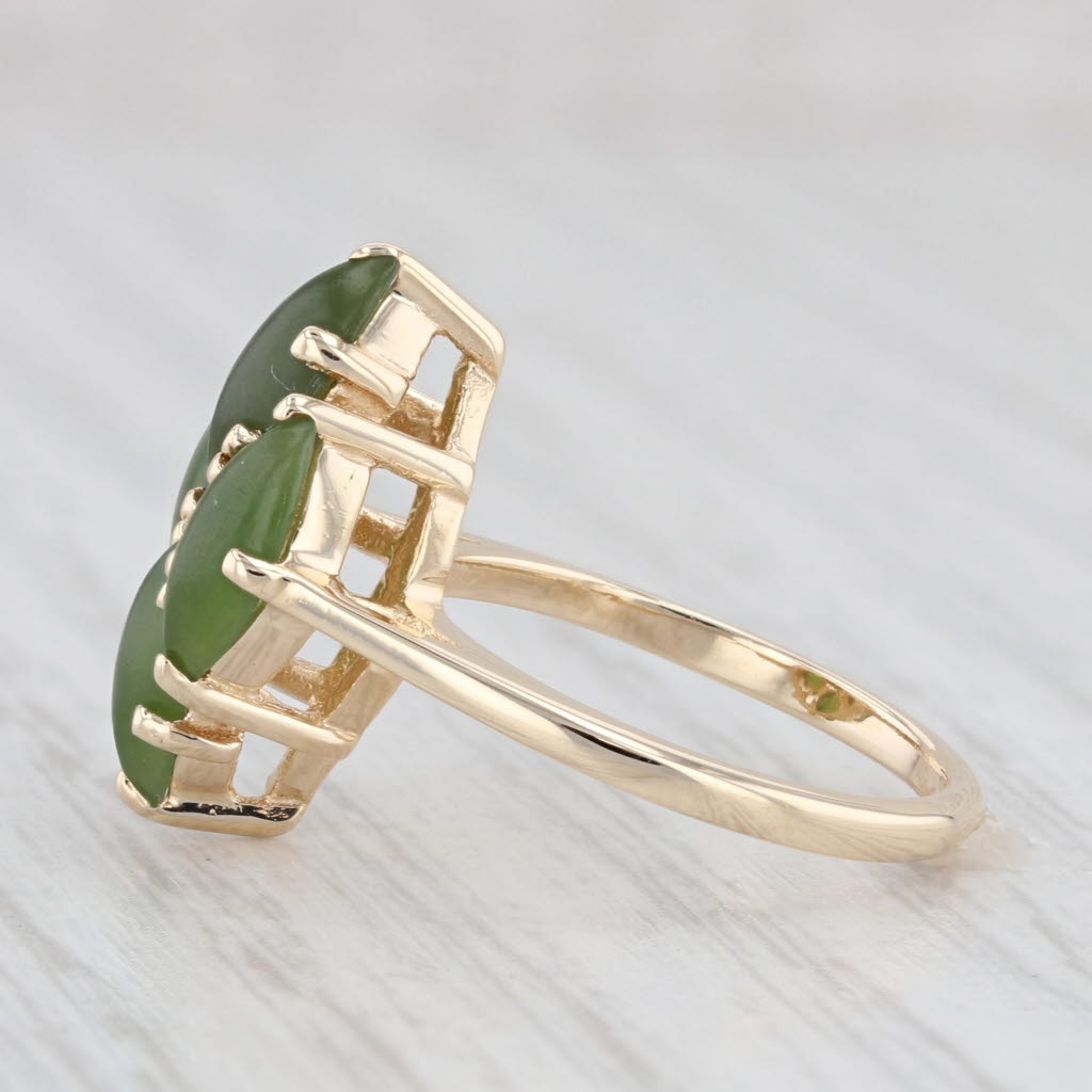 Light Gray Green Serpentine Cluster Ring 14k Yellow Gold Size 4.5