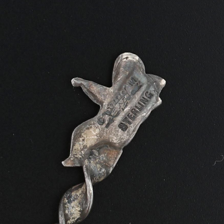 Black Louisville Kentucky Souvenir Spoon Sterling Silver Antique Figural Angel