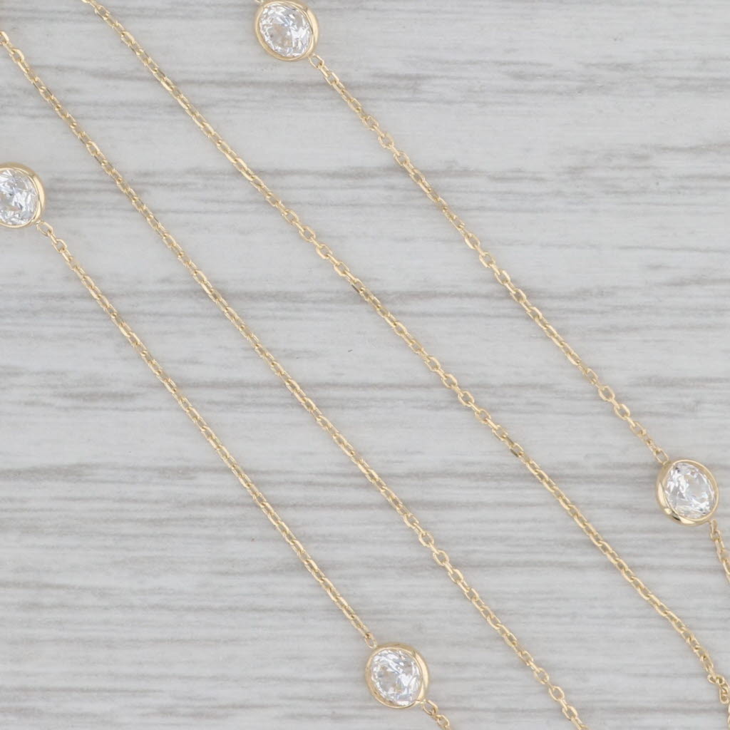 Gray New Cubic Zirconia Station Necklace 10k Yellow Gold 17.75" Cable Chain