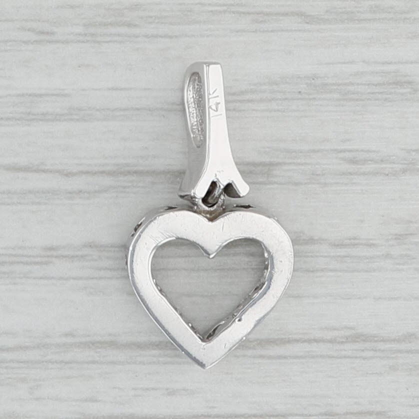 Gray 0.17ctw Diamond Moons & Stars Heart Pendant 14k White Gold