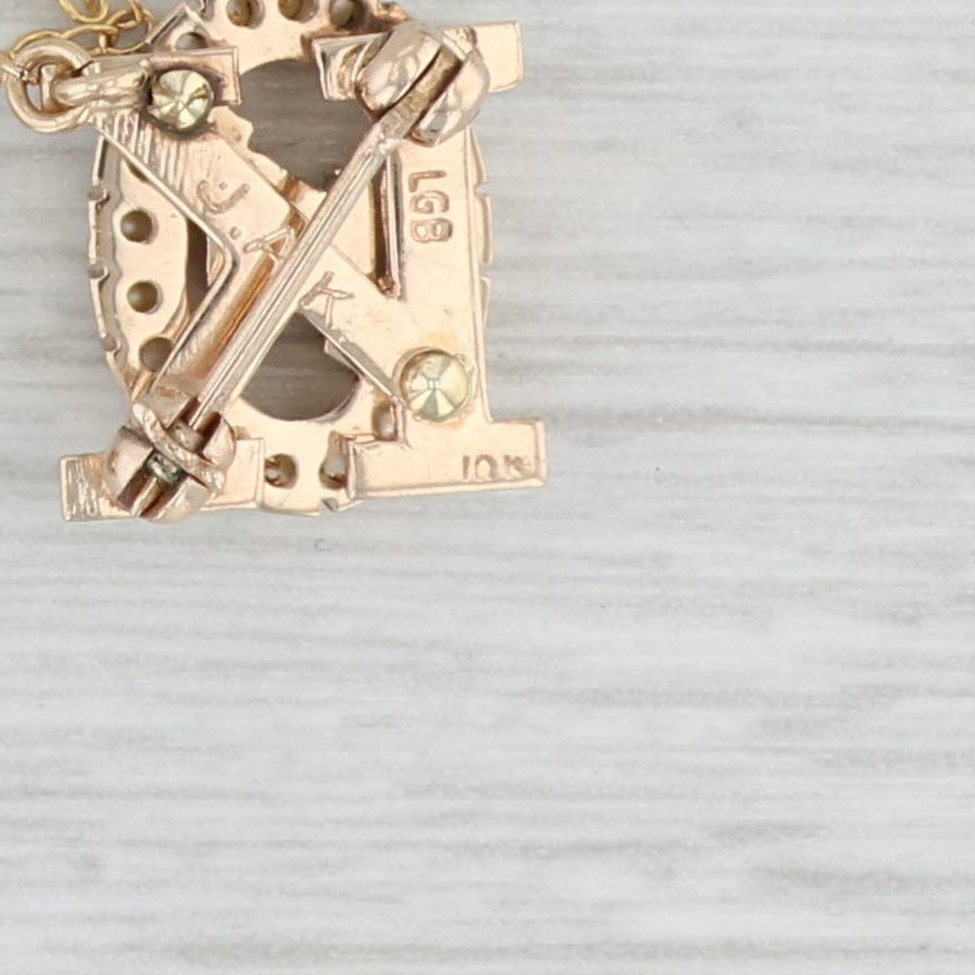 Light Gray Theta Kappa Badge 10k Gold Lab Created Ruby Seed Pearls 10k Gold Fraternity Pin