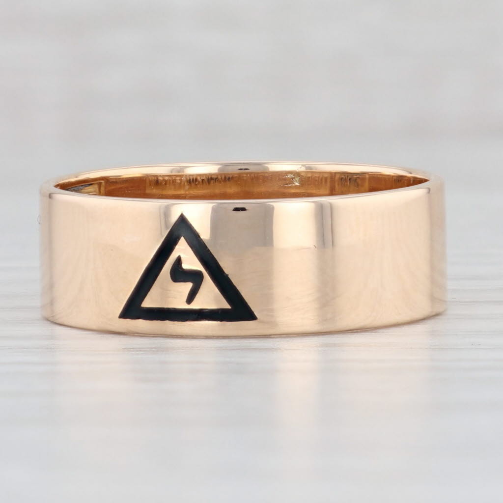 Light Gray 14th Degree Scottish Rite Yod Ring 10k Yellow Gold Size 12.75 Masonic Band