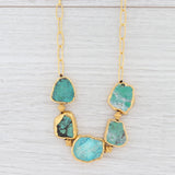 Light Gray New Nina Nguyen Turquoise Statement Necklace Sterling Gold Vermeil 20"