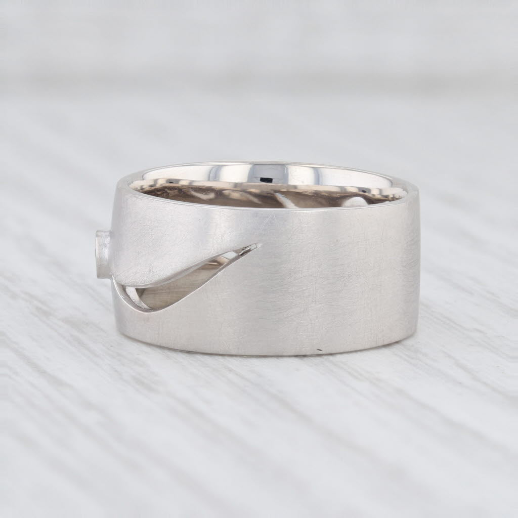 Light Gray New Bastian Inverun Ring Sterling Silver Curved Cutout Diamond 12886 Size 54 7