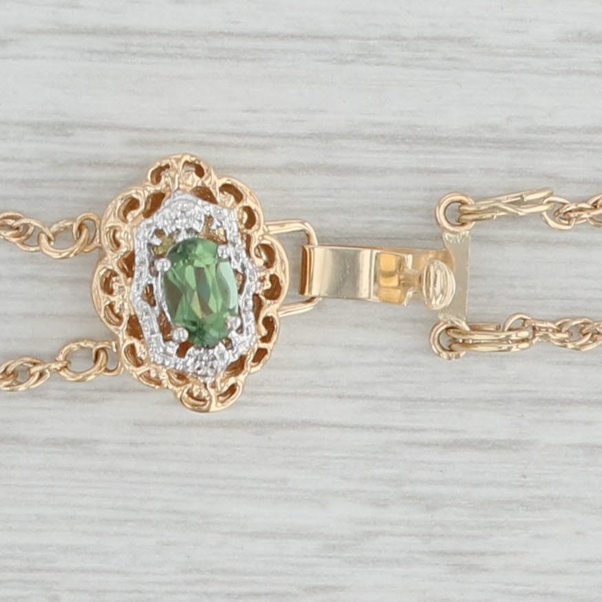 Light Gray Richard Klein Green Tourmaline Diamond Double Slide Charm Bracelet 14k 10k Gold