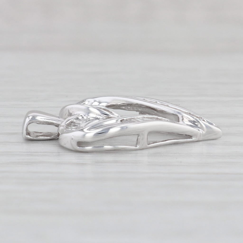 Light Gray 0.32ctw Diamond Open Heart Pendant 10k White Gold Gift Keepsake