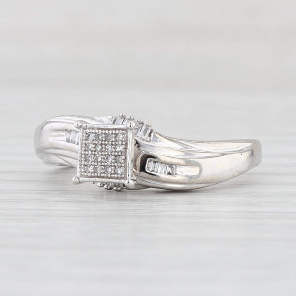 Light Gray 0.10ctw Diamond Engagement Ring 10k White Gold Size 7 Square Setting