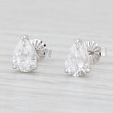 Light Gray 1.61ctw VS1 D E Diamond Pear Solitaire Stud Earrings 14k White Gold GIA
