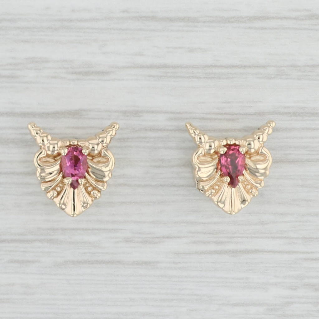 Light Gray Vintage 0.47ctw Pink Tourmaline Set of 2 Double Slide Charms 14k Gold Floral