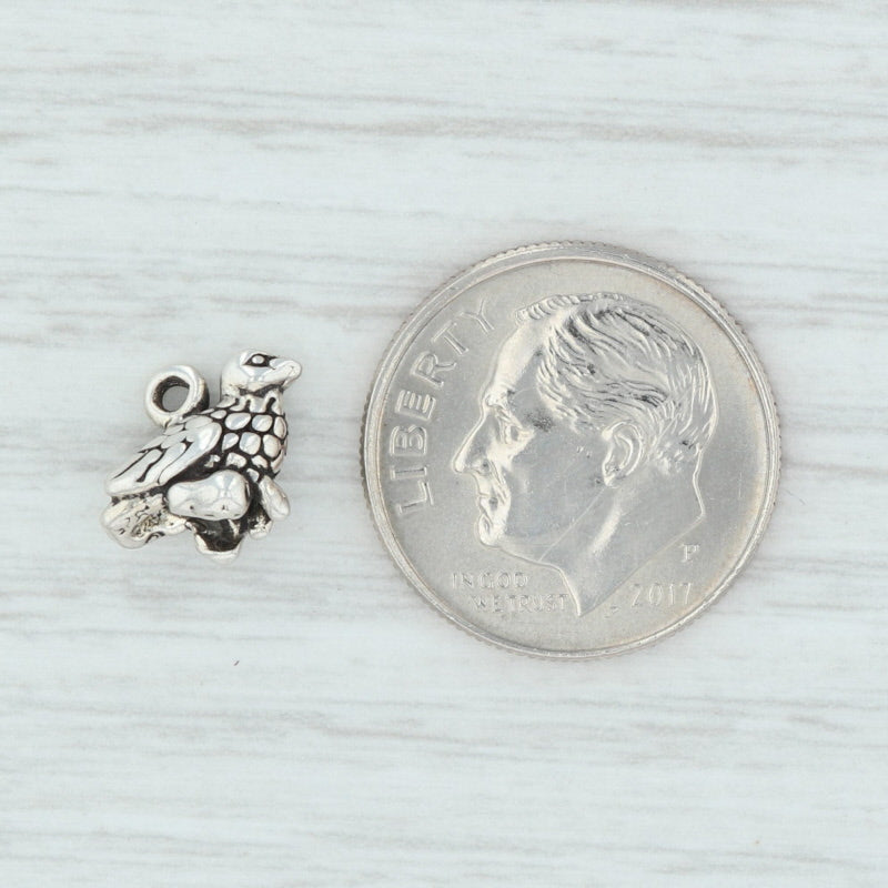 Light Gray 12 Days of Christmas Partridge & Pear Charm Sterling Silver 925 Holiday Bird