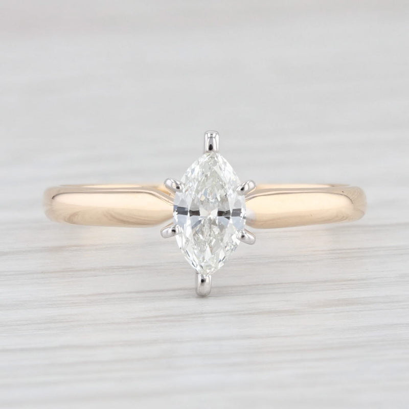Light Gray 0.46ct VS2 Marquise Diamond Solitaire Engagement Ring 14k Gold Size 6.5