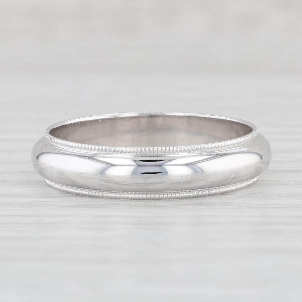 Light Gray Men's Wedding Band 10k White Gold Size 11 Comfort fit Ring Ridged