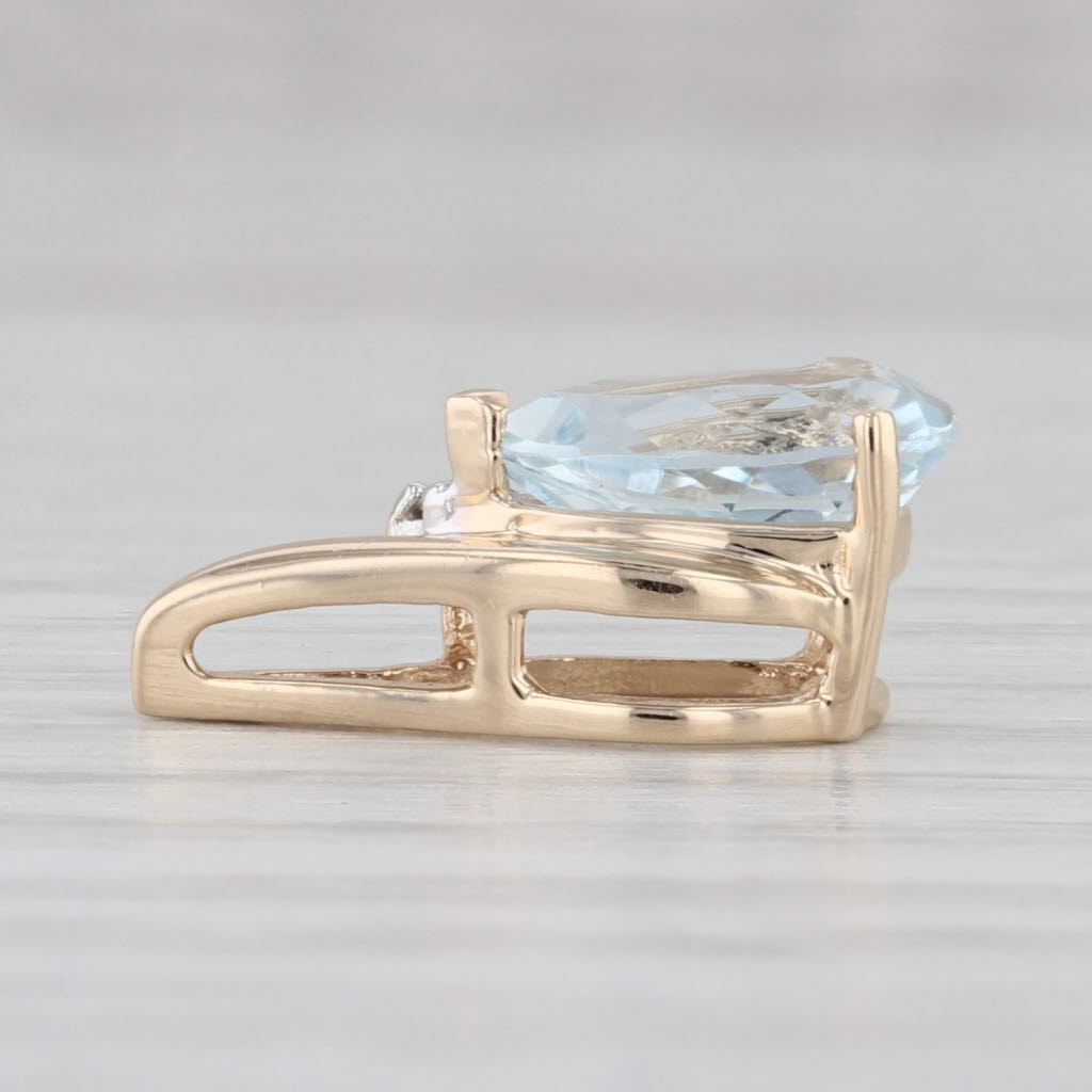 Light Gray 1.25ct Pear Aquamarine Pendant 14k Yellow Gold Teardrop Diamond Accent