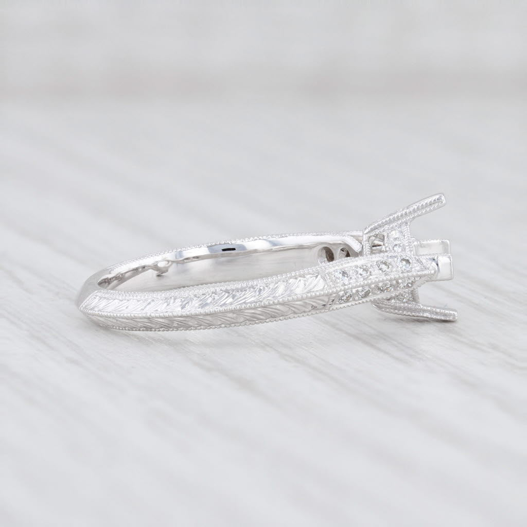Light Gray New Beverley K Semi Mount Diamond Engagement Ring 18k White Gold Size 6 Round
