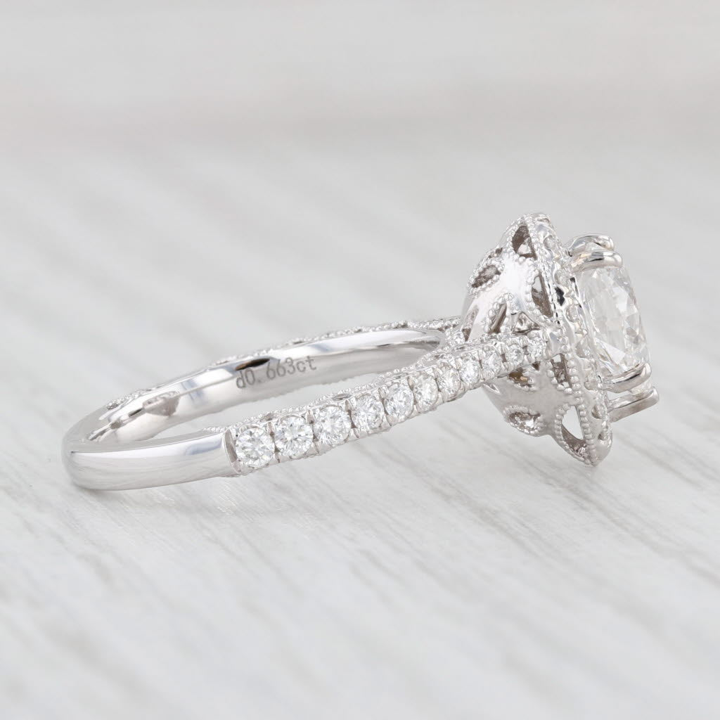 Light Gray New 1.73ctw Diamond Teardrop Halo Engagement Ring 14k White Gold Size 6.5 Pear